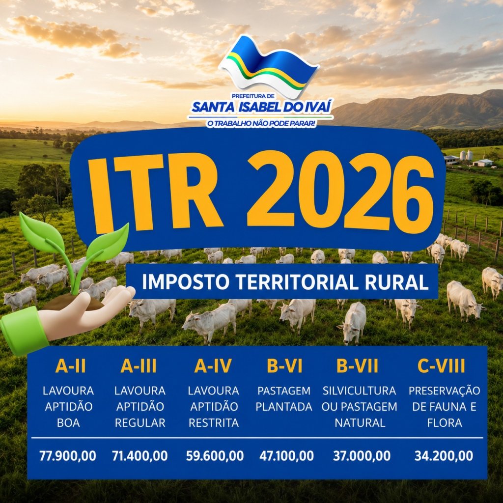 Prefeitura divulga informações do ITR 2026